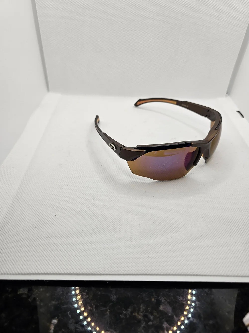 Men's Brown Sports Sunglasses with Mirrored Lenses